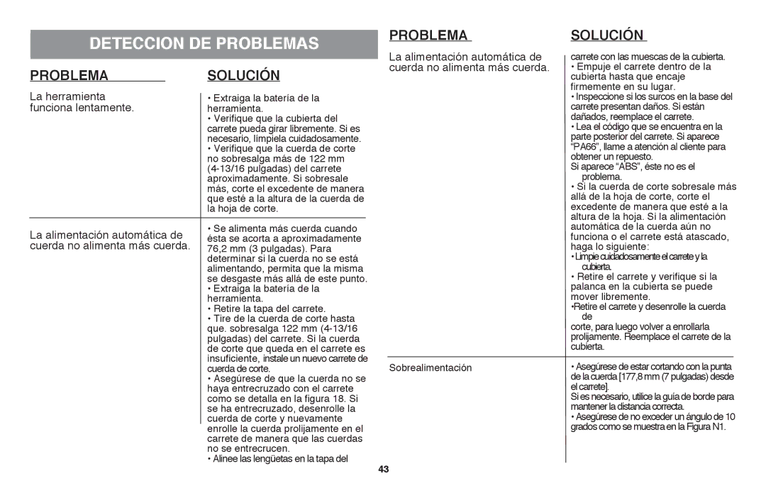 Black & Decker LST136 Deteccion De Problemas, La herramienta, Funciona lentamente, La alimentación automática de 